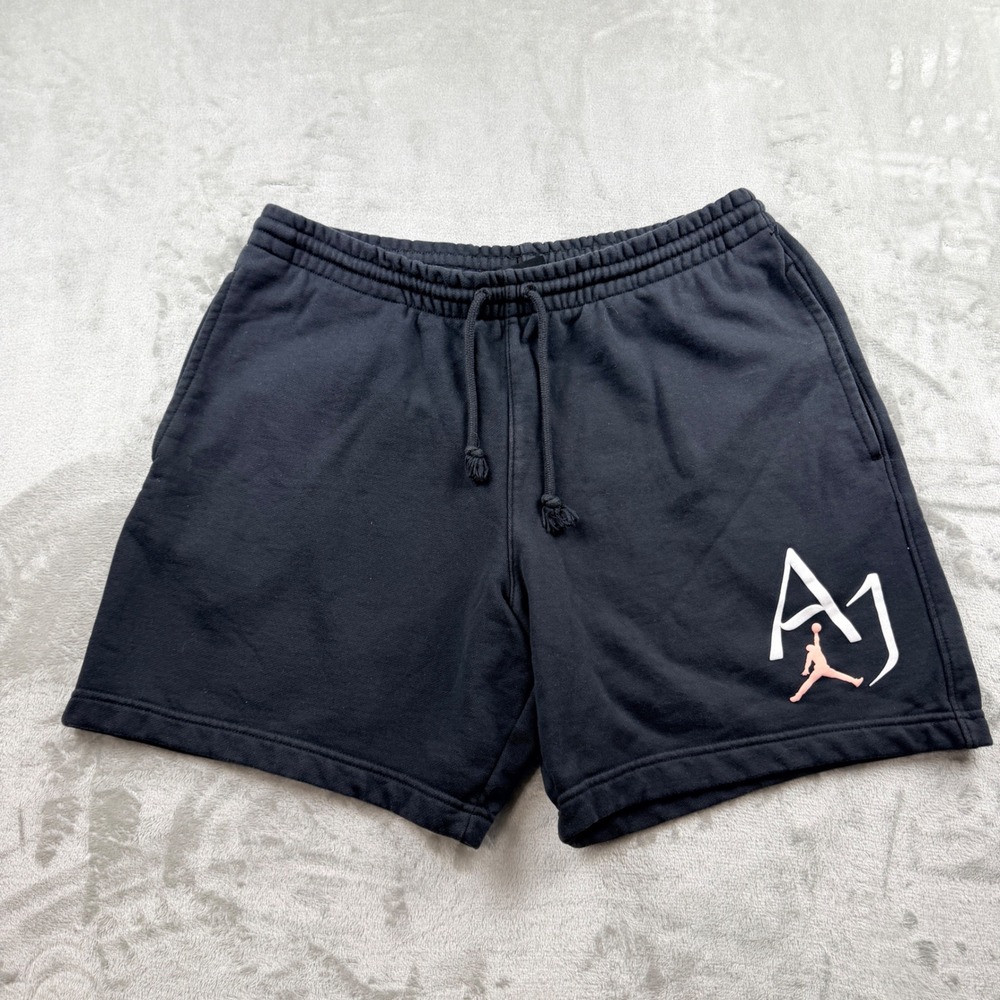 Jordan Women's Large Sport Fleece Shorts Black Pink Logo DM1871-010
